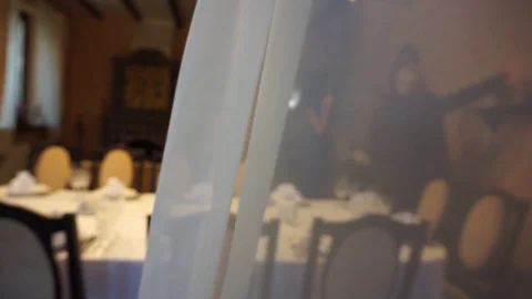 Wedding table preparation Stock Footage 124597783