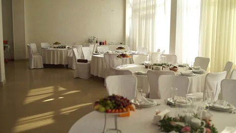 Wedding table in a restaurant Stock Footage 125333928
