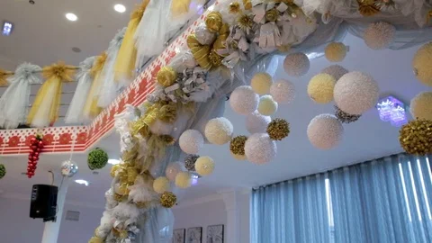 Wedding table. Restourant's table prepared for celebrating event. Stock Footage 90833154