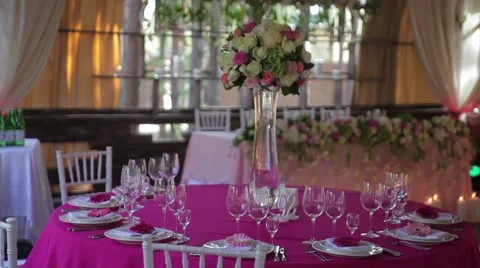 Wedding table setting 2 Stock Footage 44208497