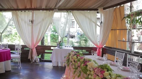 Wedding table setting with candles Stock Footage 44208514