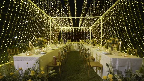 Wedding table setting dinner. Stock Footage 156399960