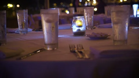 Wedding Table Setting - Evening Stock Footage 88210687