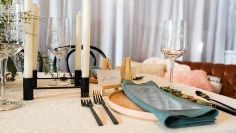 Wedding Table Setting Example Foto stock