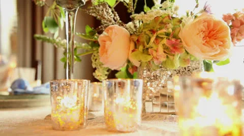 Wedding table setting Vídeos de archivo 25592592