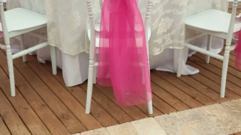 Wedding table setting married bride decoration cinematic wedding clip Stock Footage 135933329