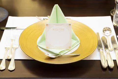 Wedding table setting name tag Stock-Fotos