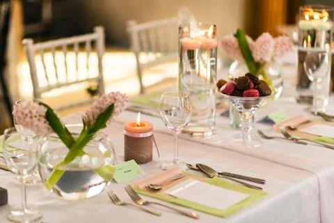Wedding table setting Stock Photos