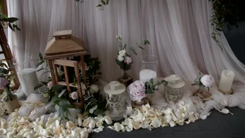 Wedding table setting in rustic style. Stock Footage 166706306