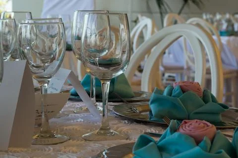 Wedding table setup Stock Photos