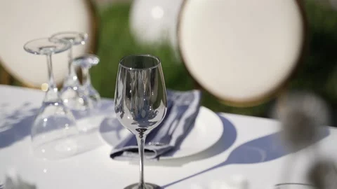 Wedding table with silver glasses Stock Footage 156603839