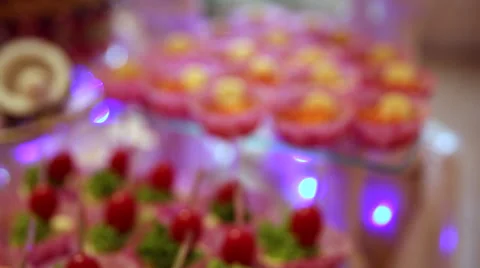 Wedding table with treats Stock Footage 68906437