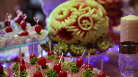 Wedding table with treats Stock Footage 68906530