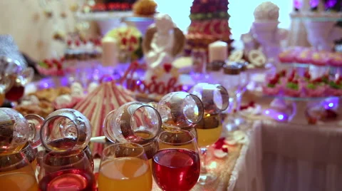 Wedding table with treats Stock Footage 68906703