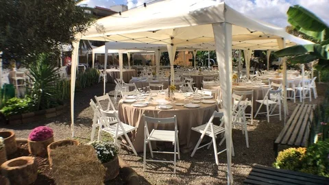 WEDDING TABLES EMPTY Stock Footage 102169086