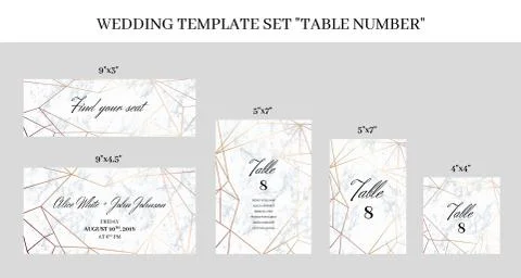 Wedding template set Table Number cards Stock Illustration