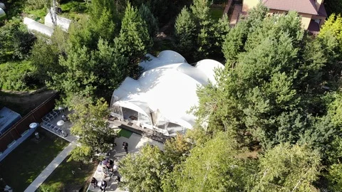 A wedding tent in a beautiful forest Stock Footage 118617341