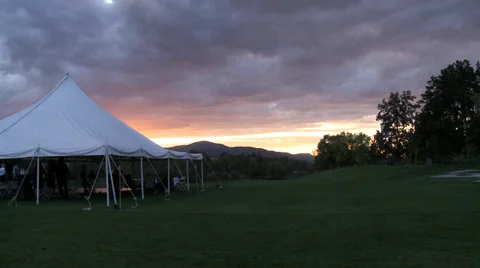 Wedding Tent on Golf Course Sunset Time Lapse Stock Footage 39578221