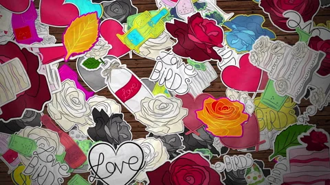 Wedding Themed Stickers Background Stock Footage 293933706