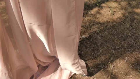 Wedding tissue develops in the wind Stock Footage 79584568