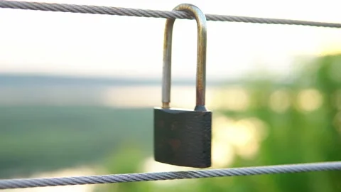 A wedding tradition all over the world to hinder the lock. Stock Footage 199597092