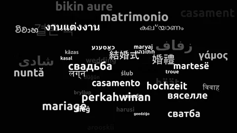 Wedding Translated in 58 Worldwide Languages Endless Looping 3d Zooming Wordc Stock Footage 145193641