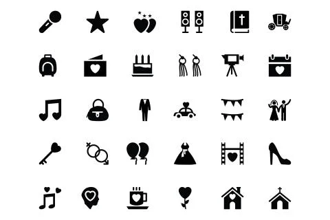 Wedding Vector Icons Collection Stock Illustration