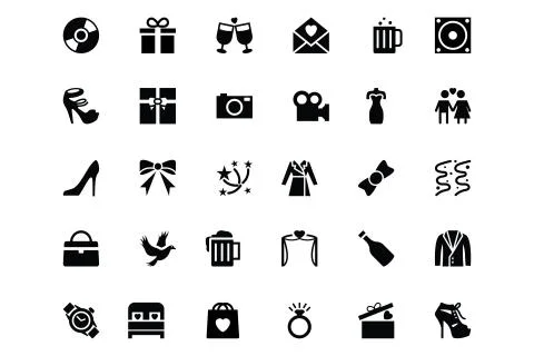 Wedding Vector Icons Set Stock Illustration