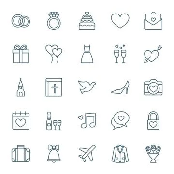 Wedding vector icons set Stock Illustration