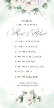 Wedding vector invitation card template. Watercolor white roses, eucalyptus and Stock Illustration