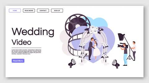 Wedding video landing page vector template Stock-Illustration