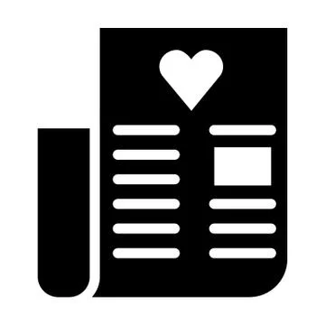 Wedding vows solid icon. Letter with heart vector illustration isolated on white Stock Illustration