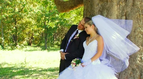 Wedding Walk In The Park Stock Footage 52164471