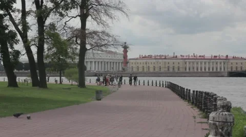 Wedding Waterfront View of the Peter and Paul Fortress  rostral column 스톡 동영상 52840477