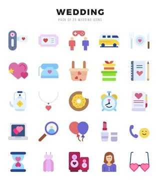 Wedding web icons in Flat style. 스톡 일러스트