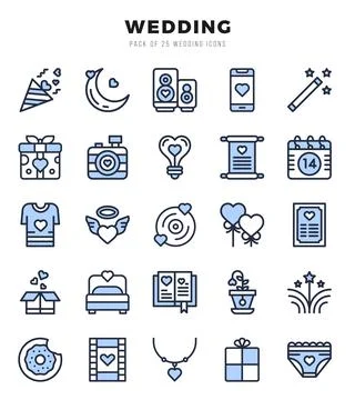 Wedding web icons in Two Color style. Stock Illustration