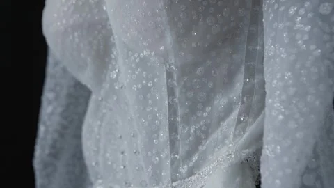 Wedding white dress close up details Video stock 306148564