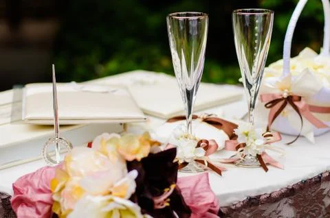 Wedding wineglasses Stock Photos