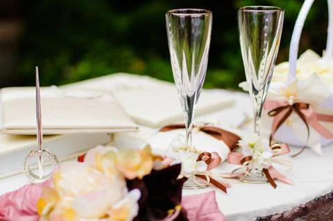 Wedding wineglasses Stock Photos