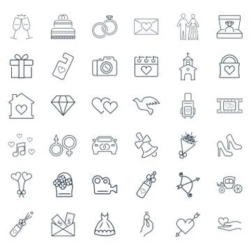 Wedding,holiday vector icon set Stock Illustration