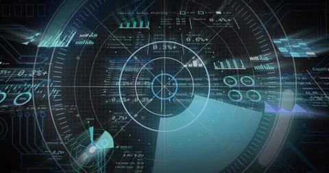 Wedge brightening starting clockwise sweep, HUD rotating rings, lighting dots Stock Illustration
