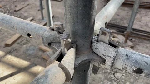 Wedge metal scaffolding Stock Footage 243371607