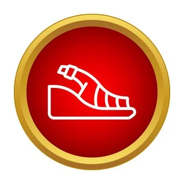 Wedge platform sandal icon on red button Stock Illustration
