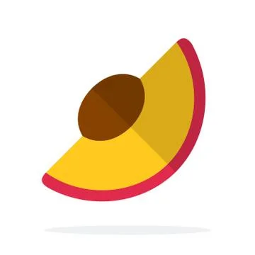 Wedge of red plum with stone flat isolated Stock Illustration
