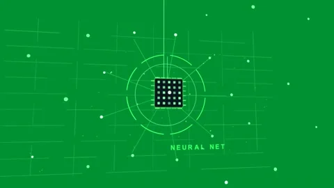 Wedge starting neural net node forming, beam dropping, rings rotating, showing 스톡 동영상 329531679