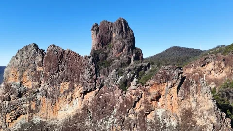 Wedge-Tailed Eagle Soaring Over The Breadknife in Warrumbungle National Park Stock Footage 341373997