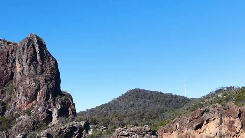 Wedge-Tailed Eagle Soaring Over The Breadknife in Warrumbungle National Park Stock Footage 344104859