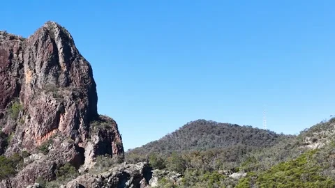 Wedge-Tailed Eagle Soaring Past The Breadknife in Warrumbungle National Park Stock Footage 341322934