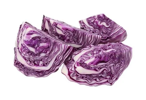 Wedges of raw red cabbage Stock Photos