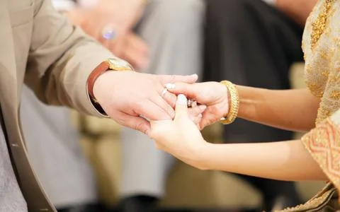 Weding hand with ring Stock Photos